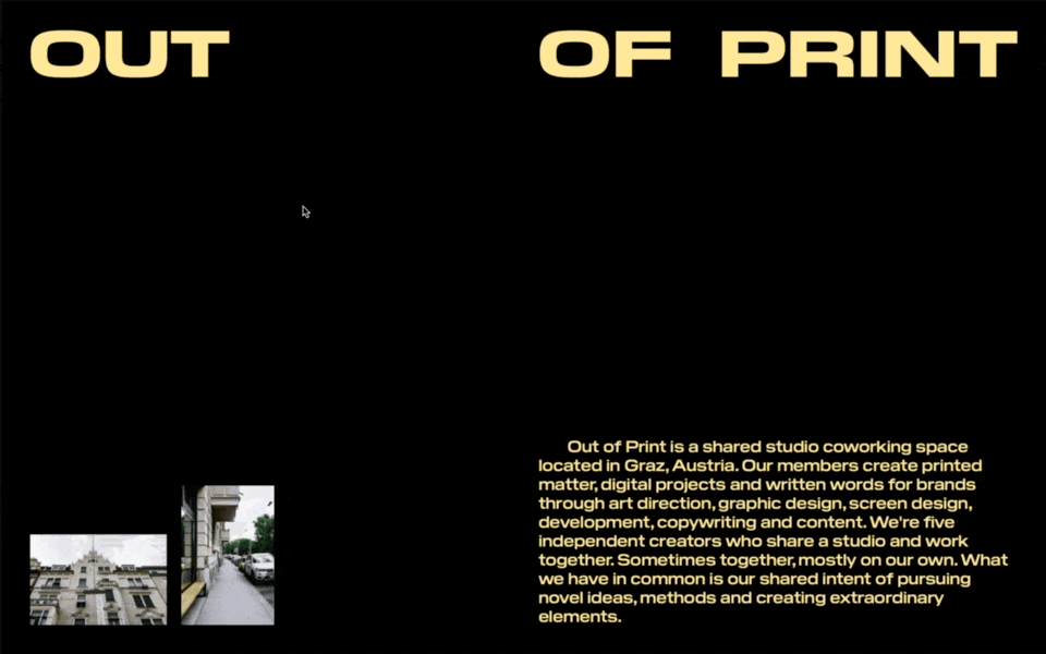 Out of Print – Website Interaction