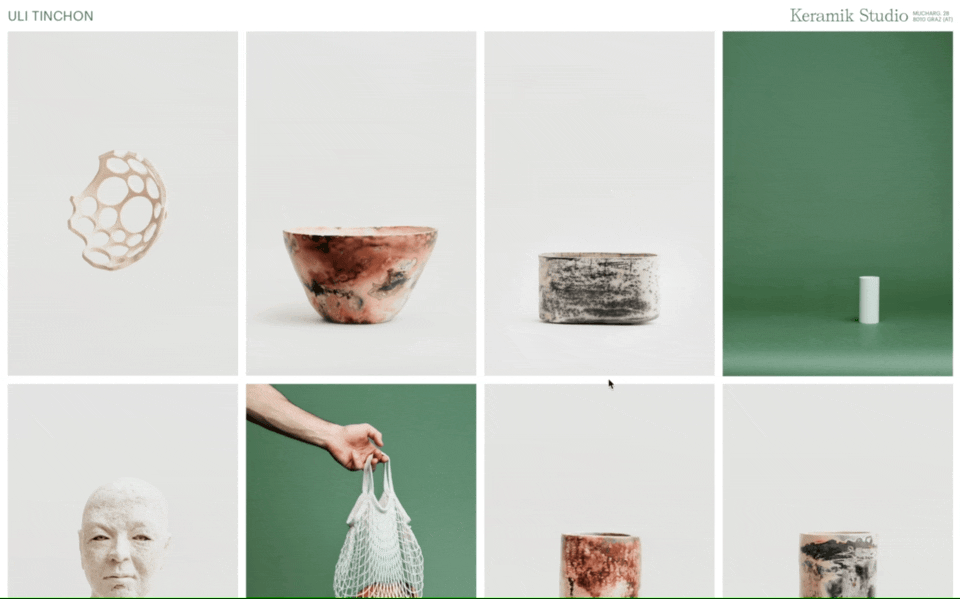 UT Keramik – Website grid zoom interaction